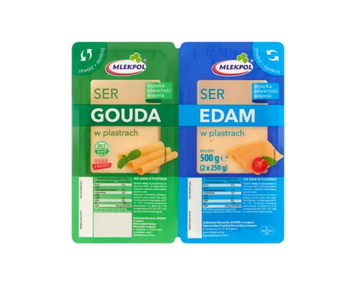 Сир нарізка 2в1 Гауда&Едам Gouda&Edam 500g 7шт/ящ 096744 фото