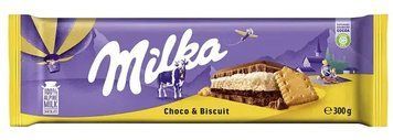 Шоколад Молочний Milka Choco Biscuit з бісквітним печивом 300 г Швейцарія 0433 фото